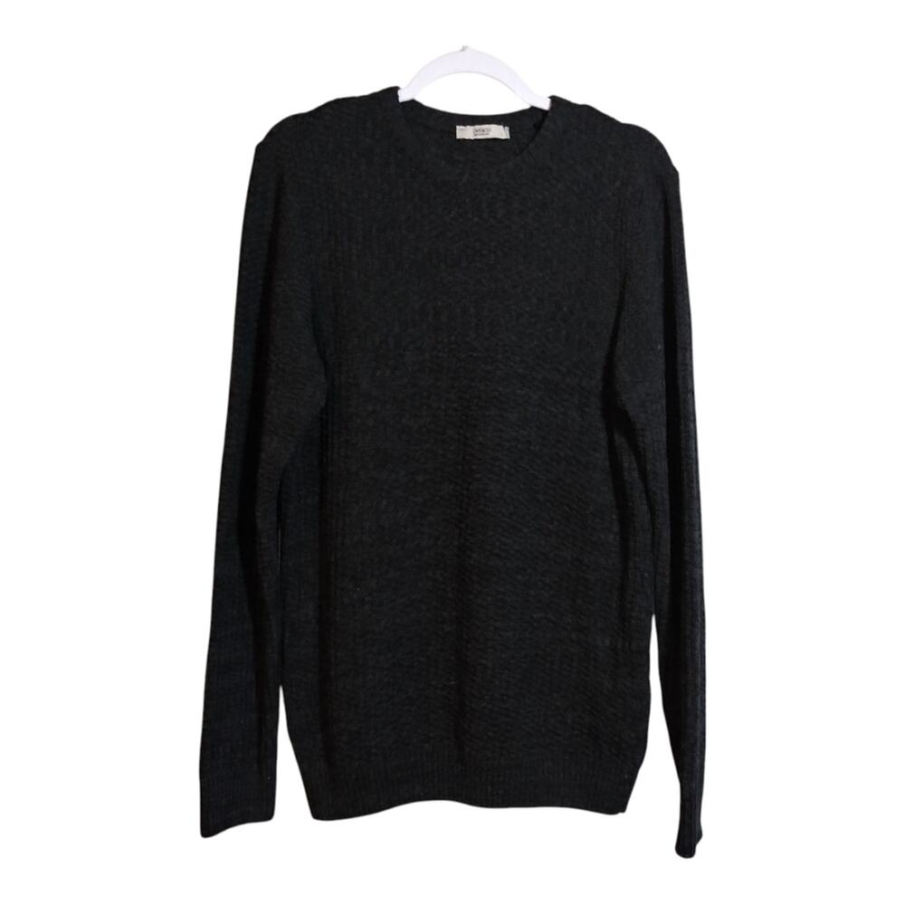DeFacto Standard Fit Textured Basic Knitwear Pullover Sweater Anthracite Size L